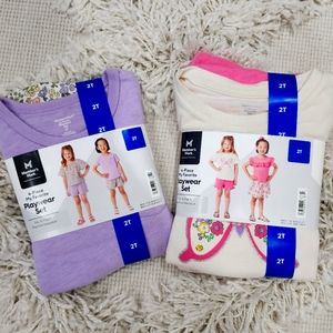🆕️ 💜 Girls 2T  Playset Bundle, 4 Shorts & Tees Outfits, Butterfly and Flowers